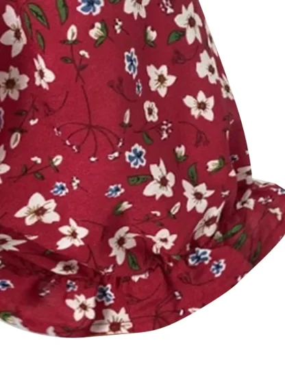 Plus Size Floral Casual Dress for Women, Fitted Woven Fabric, Comfortable for Spring & Fall, Fashion - Image 6