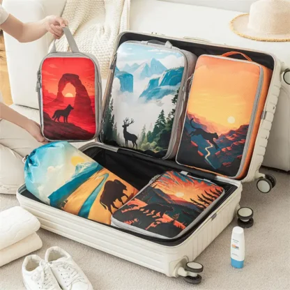5Pcs/Set Travel Organizer Set Zipper Storage Bag Large Capacity Bag Compressible Underwear Suitcase Luggage Packing Cubes - Image 21