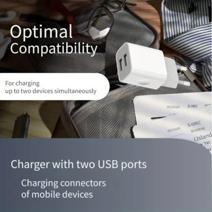 5V 2A USB Charger 2 Ports Chargers Cell Phone EU Plug Power Adapter Wall Charging for Iphone 11 12 13 Pro Max Samsung Xiaomi - Image 2