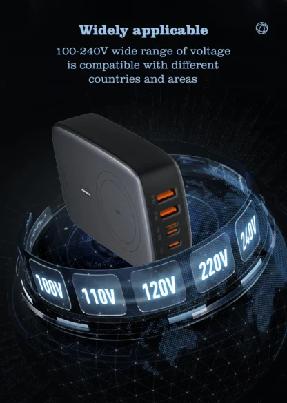 LDNIO 140W 6 in 1 Wireless Charger GaN 65W USB C Charger PD QC USB A Fast Charging Station 6 in 1 Desktop charger Extension cord - Image 20