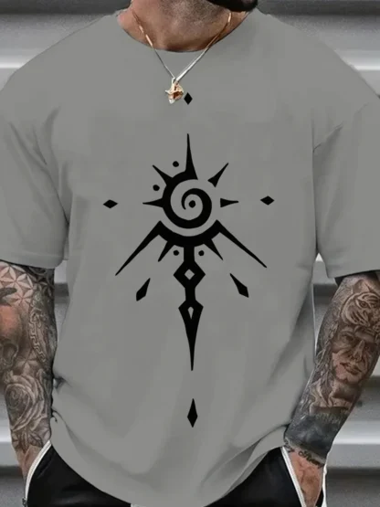 Camiseta de manga corta con cuello redondo para hombre, 100% de algodón puro, informal, holgada, con estampado creativo deportiv - Image 2