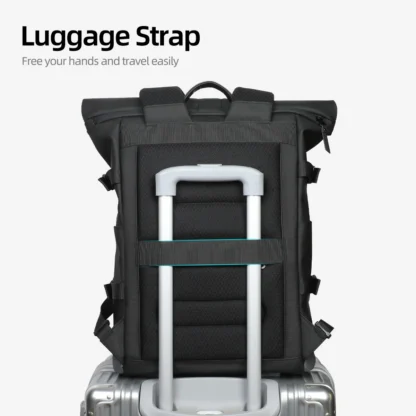 HK Waterproof Roll-Top Backpack for Men Large Capacity Expandable 17 Inch Laptop Bag Leisure Travel Backpack Hiking Camping Bags - Image 2