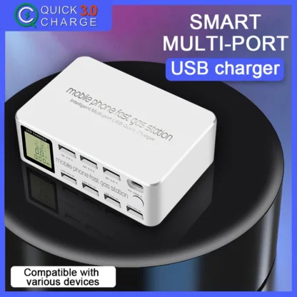 100W 8 Ports USB Charger QC3.0 Quick Charge Multi Fast Charging Station LED Display 20W PD Fast Socker for IPhone Samsung Xiaomi - Image 5