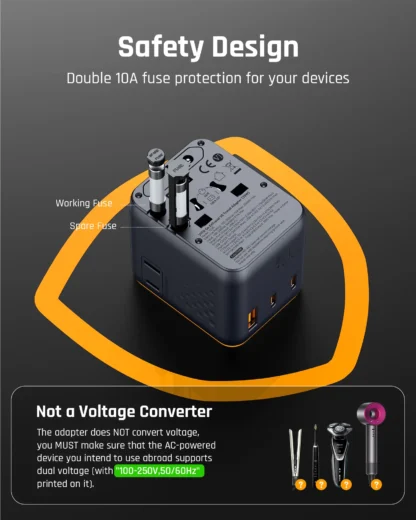 VOLTME PD20W GaN Charger With AC Outlets 2USB C+USB A Mobile Phone Charger for iPhone15 14 Xiaomi USB Wall Socket Travel Charger - Image 5