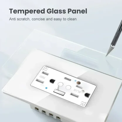 Melery Dual US Wall Sockets WIFI Smart Power Plug Outlets USB Type-C PD 20W Glass Fast Charge Remote by Tuya Alexa Google Home - Image 3