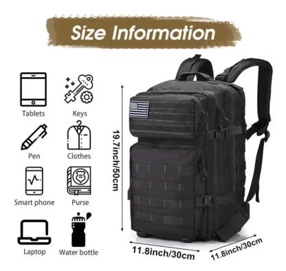 50L Tactical Backpack Men's Travel Large Capacity Rucksacks Men Waterproof Outdoor Sports Multi-functional Bags - Image 11