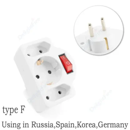 Euro EU Extend Socket With ON/OFF Switch 4.8mm 2 Pin European Standard Grounding Schuko Socket Power Extension Plug Converter - Image 14