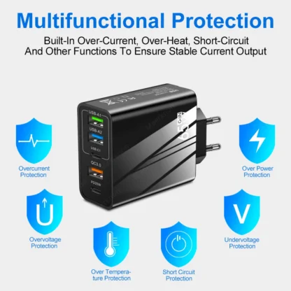 65W GaN USB Fast Charger Multi Ports Type C Quick Charge Wall Charger For iPhone 15 Samsung Xiaomi USB PD Phone Charger Adapter - Image 4