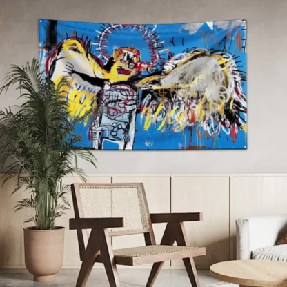 Art Graffiti J-Jean-M-Michel B-BasquiatS Flag Polyester Digital Printing Banner for Wall Art Out Door Decoration With Grommets - Image 7