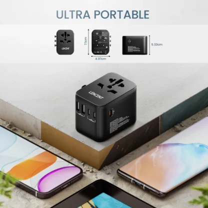 LENCENT 30W Universal Travel Adapter With 2 USB Port and 3 Type C All-in-one Travel Charger Adapter for US EU UK AUS Travel - Image 5