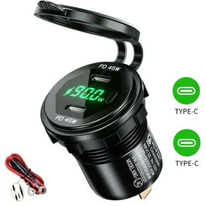 90W Quick Charge Car Charger PD Port Fast Charging Switch ON/OFF Phone Charger LED Display Power Adapter 12V 24V for Car Boat RV - Image 10
