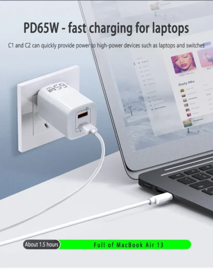 UGOURD PD 65W GaN Fast Charger Power Adapter With USB A and Type C Quick Charge UK EU US Plug For iPad MacBook Air Laptop iPhone - Image 27