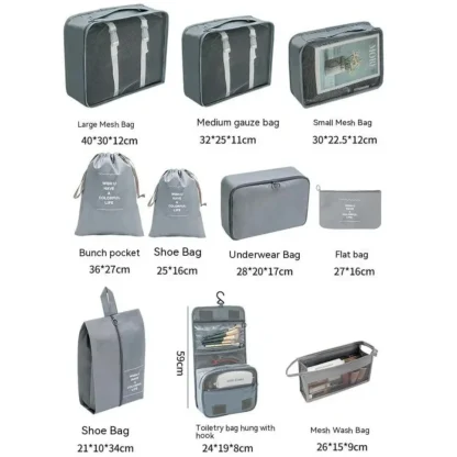 7/8 Pcs Set Travel Organizer Storage Bags Suitcase Packing Cubes Set Cases Portable Luggage Clothes Shoe Tidy Pouch Folding - Image 6