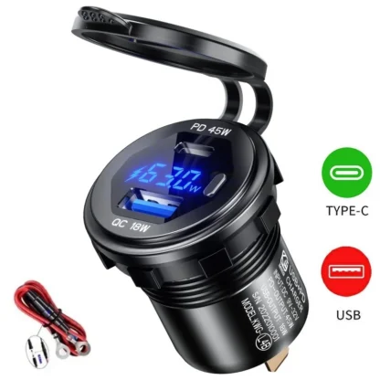 90W Quick Charge Car Charger PD Port Fast Charging Switch ON/OFF Phone Charger LED Display Power Adapter 12V 24V for Car Boat RV - Image 7