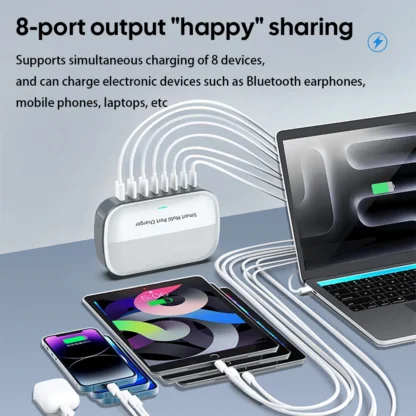 200W Desktop Charging Station FCP AFC Multiple Ports USB Fast Charger For iPhone Samsung Huawei XiAOMI Ipad Macbook PD Charger - Image 4