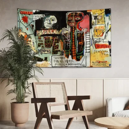 Art Graffiti J-Jean-M-Michel B-BasquiatS Flag Polyester Digital Printing Banner for Wall Art Out Door Decoration With Grommets - Image 18