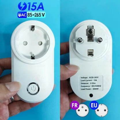 Wireless Remote Control Socket 220V 110V EU FR Smart Plug,50m Control Range,Power Outlet 15A for Home Appliance Light Fan - Image 5