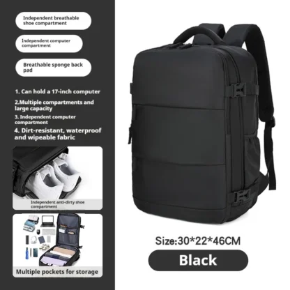 Men's Large Capacity Waterproof Backpack with Independent Compartment and Multifunctional Slots, Retro Multifunctional Travel Ba - Image 7