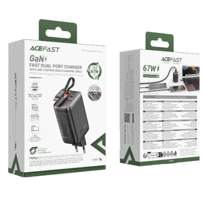 ACEFAST GaN PD67W Fast Charging EU Plug Charger For iPhone 16/15 Pro Max PD Retractable Cable Quick Charging Adapter For Samsung - Image 6