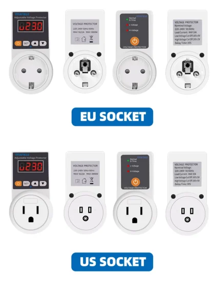 Automatic Voltage Protector Socket AC 220V 16A Adjustable Power Surge Protector Universal/US/EU/UK Plug Voltage Safe Protector - Image 21