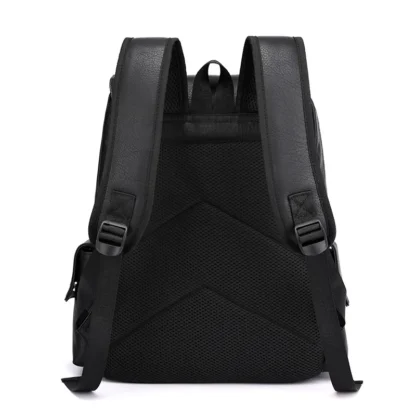 Large Capacity Soft PU Leather Backpack for Casual Business Travel - Image 3