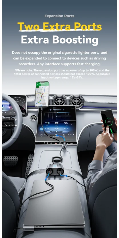 Essager 150W USB C Car Charger 2 in 1 100W Dual Cigarette Lighter Splitter 5 Ports QC 3.0 PD 3.0 Fast Charging For Mobile Phone - Image 11