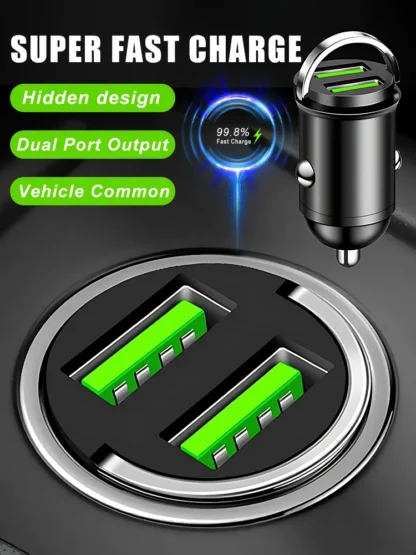Dual USB Mini Pull Ring Car Charger 200W Fast Charging Phone convenient Charger Adapter for iPhone Huawei Xiaomi Samsung QC 3.0 - Image 10