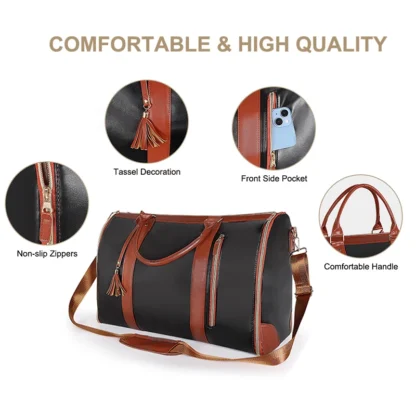Suit Storage Bag Travel Women PU Folding Travel Bag Large Capacity Hand Luggage Bag Multi Function Waterproof Travel Organizer - Image 3
