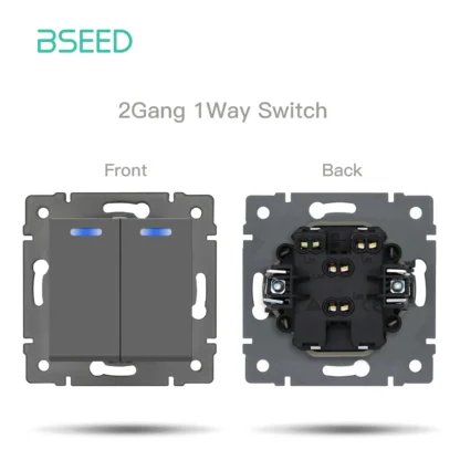 BSEED 1/2Gang 1/2Way Wall Button Switch Part Wall EU Socket Module Part Glass Frame Only Switch Socket DIY Function Part - Image 7