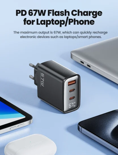 Toocki 67W GaN USB Type C Charger Digital Display 65W 45W PPS PD QC4.0 Quick Charge For Macbook Laptop IPAD Tablet iPhone 15 14 - Image 21