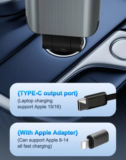 Retractable Car Charger With Starlight, 4 In 1 USB C For IPhone And Android Car Charger Fast Charging, - Image 10