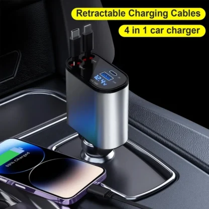 4 in 1 120W Car Charger Retractable Car Cigarette Lighter Adapter USB Type C Fast Charger Cable For IPhone Xiaomi Huawei Samsung - Image 8