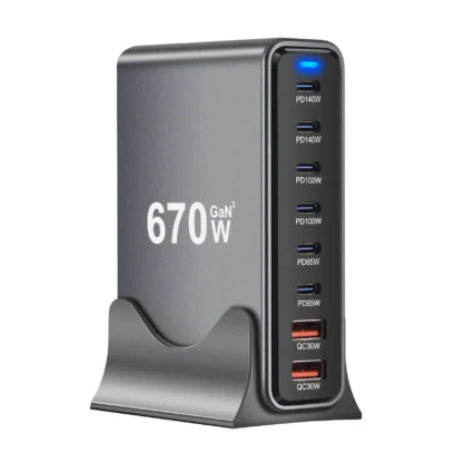 670W 8-port Multi-Port Desktop Fast Charger Station Adapter for Cellphones High speed charging for Laptop, for Iphone etc. - Image 2