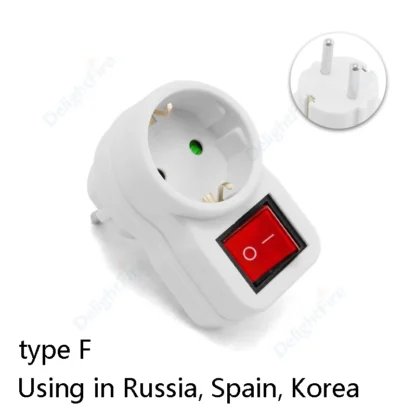 Euro EU Extend Socket With ON/OFF Switch 4.8mm 2 Pin European Standard Grounding Schuko Socket Power Extension Plug Converter - Image 12