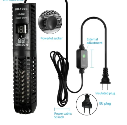 SUNSUN Fish Tank Digital Heating Rod Aquarium Submersible Heater 500W Adjustable Temperature Thermostat LCD Display Fish Farming - Image 25