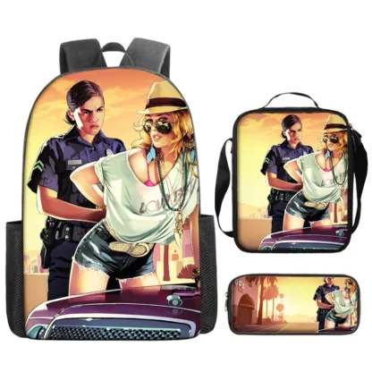 Kids GTA Student School Bookbag Set-G-Grand Theft Auto Backpack+Shoulder Bag+Pencil Case Waterproof Travel Rucksack for Boys - Image 12