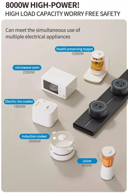 EU Wall power rail socket, kitchen aluminum expansion socket 40cm 50cm, built-in socket on countertop - Image 20