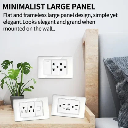 America Standard Power Outlet 118 Series 118*75mm Double USB Type-C Quick Charger US Mexico Glass Panel Wall Socket 16A 110V - Image 2