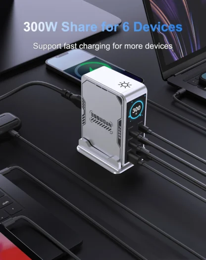 Ubigbuy 300W GaN Charger PPS PD 100W USB Type C 6-Port Digital Display Desktop Fast Charging Station for MacBook iPhone Samsung - Image 15