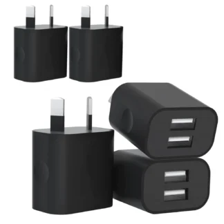 1/5pcs Black Aus USB Plug Dual USB Power Adapter AU Plug Wall Plug Charger 5V/2.1A Adapter For iPhone Pad For Samsung