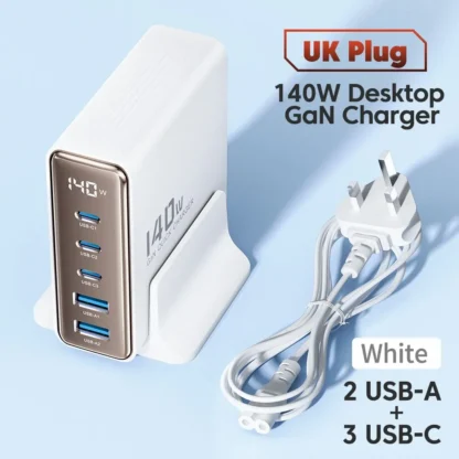 Toocki 140W GaN USB Charger 5in1 Desktop Fast Charge USB Type C Charger LED Display Charger For iPhone Xiaomi Smartphone Laptop - Image 13
