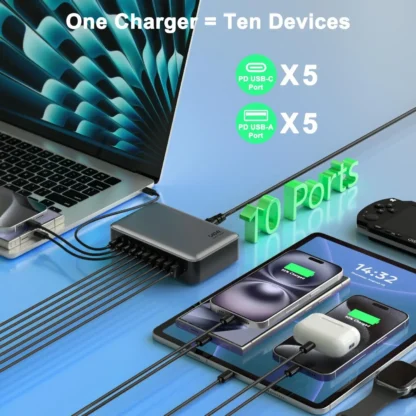 NEW 540W Gan Fast Charge 3.0 USB Type C Fast Charger Mobile 10-port 5C5A PD Charger Convenient To Carry Tablet Charger - Image 4