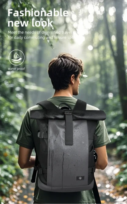 HK Waterproof Roll-Top Backpack for Men Large Capacity Expandable 17 Inch Laptop Bag Leisure Travel Backpack Hiking Camping Bags - Image 11