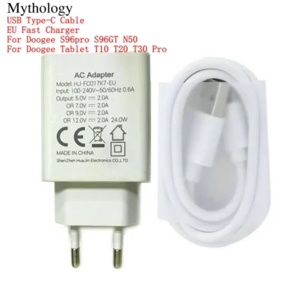 Fast Charger for Doogee S86 Pro S86 S59 Pro S95 Pro 24W EU Quick Charging 12V2A Type-C USB Cable Cell Phone Accessories