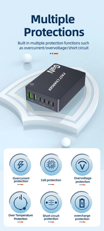 990W GaN USB C Charger 6-Ports Desktop Charger Type C PD 100W PPS Fast Charging Station for Laptop Tablet MacBook Samsung iPhone - Image 11