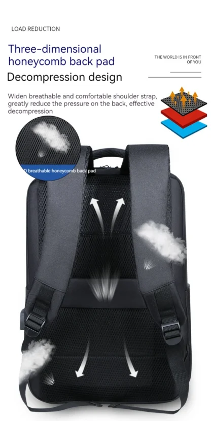 Rilibegan Laptop Men Backpack External USB Charging Travel Men Backpack Nylon School Bag Double Layer Quality Business Backpack - Image 16