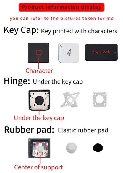 Replacement Keycap Key cap Hinge for Msi GF65 GF63 PS63 PS42 8RD/E MS-16R2 MS-16R3 MS-16Q4 MS-16W1 GS65 Stealth 8RE/F Keyboard - Image 14