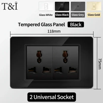 America Standard Power Outlet 118 Series 118*75mm Double USB Type-C Quick Charger US Mexico Glass Panel Wall Socket 16A 110V - Image 11