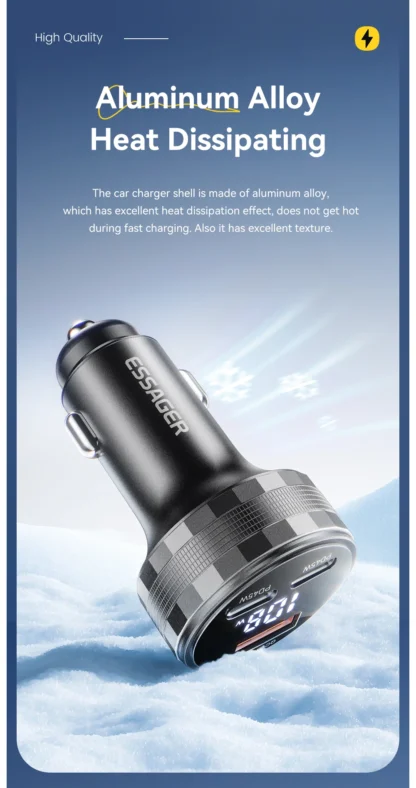 Essager 108W 3Ports USB Car Charger Digital Dispaly PD3.0 Fast Charging Quick Charge 3.0 Adapter for iPhone 16 15 Xiaomi Samsung - Image 15