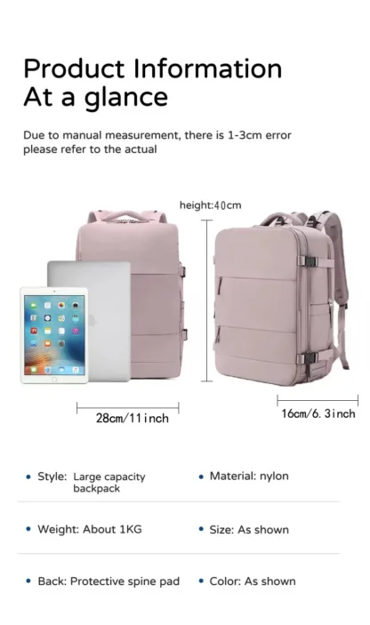 Girls' short distance business travel backpack, large capacity leisure travel backpack, multi compartment computer backpack - Image 30